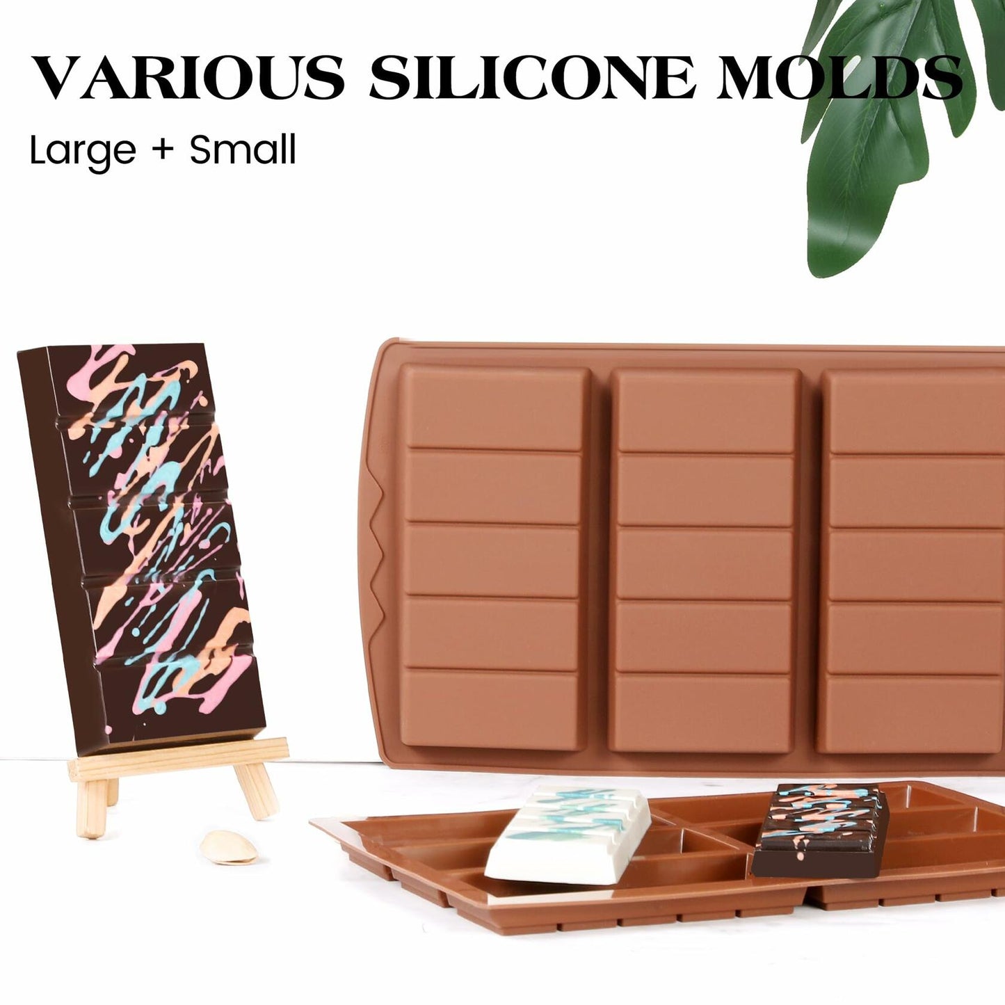 KASHME Chocolate Bar Mold Deep Large Silicone Candy Bar 5 Snap Rectangle