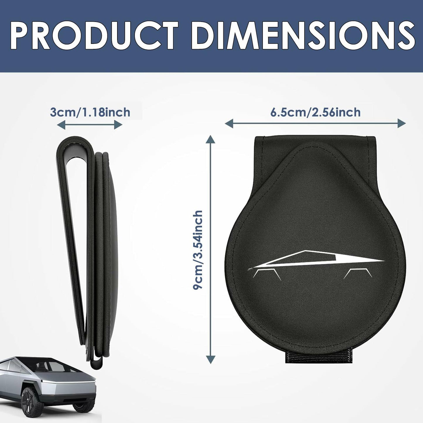 Car Sunglass Holder Tesla Cybertruck 2024-2025 Leather Visor Eyeglass Clip White