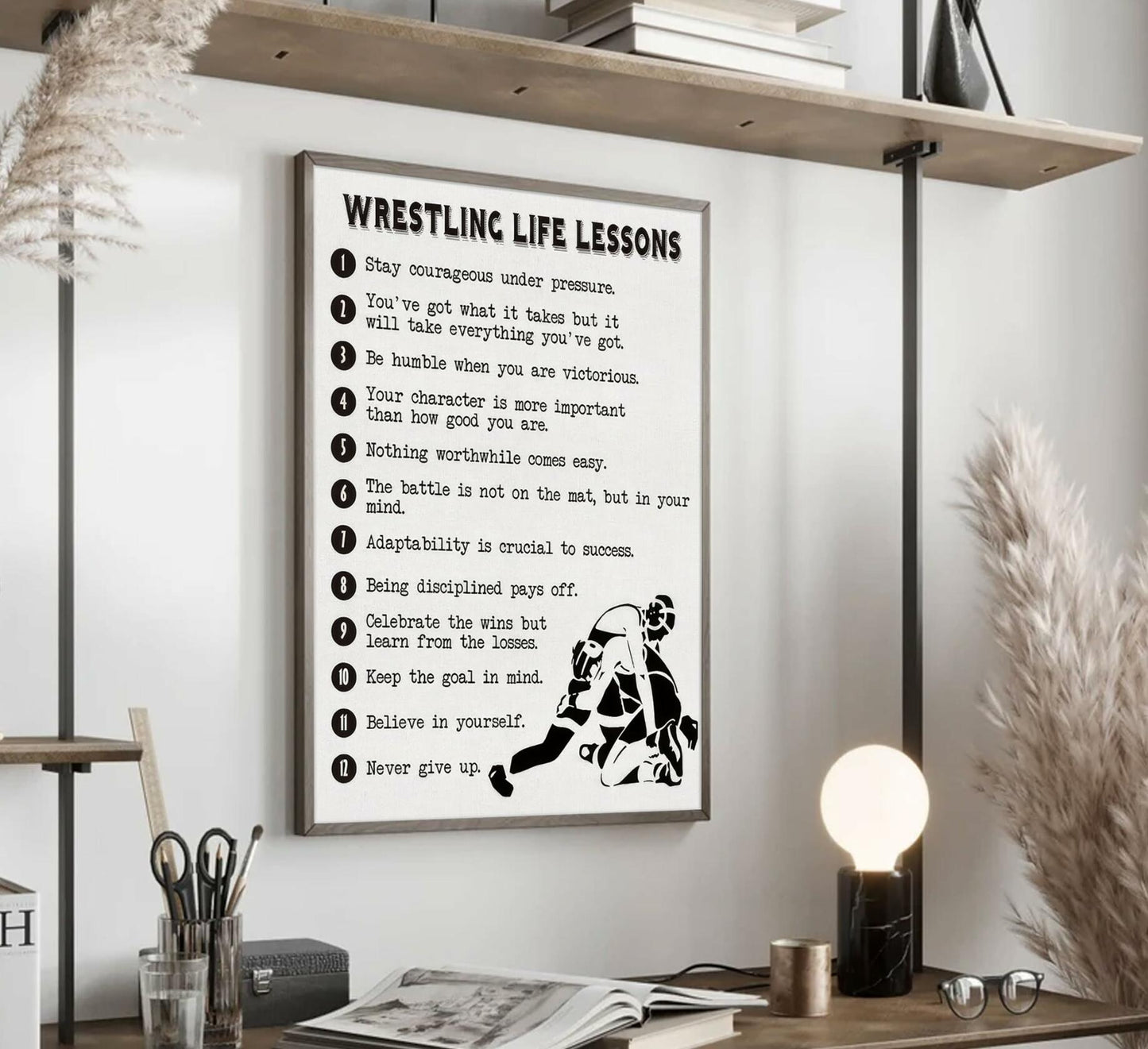 HSHFKLH Inspirational Wrestling Life Lessons Canvas Wall Art Motivational Poster