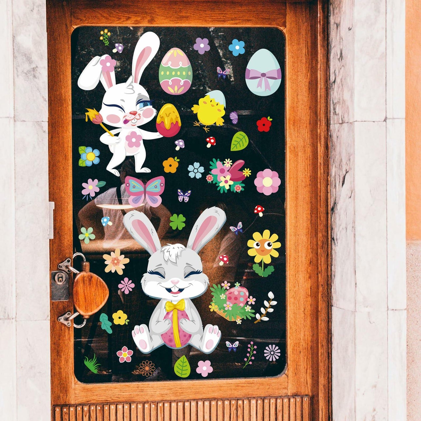 AOWDIAO Easter Window Clings 12 Sheets 366 Pcs Reusable 12x9 Inch Colorful