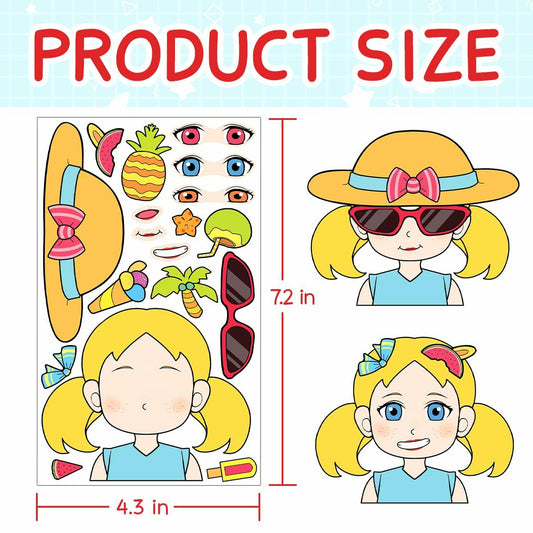 BOGIKI Make a Face Stickers 15 Sheets Waterproof Girl Halloween Party Favors