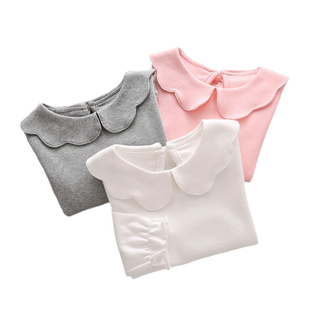 HDLEXD Baby Girls Long Sleeve Doll Collar T-Shirt Pink Size 5T