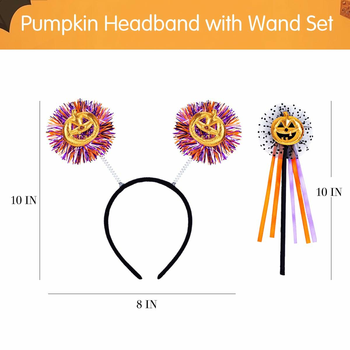 IKOLA Halloween Pumpkin Headband with Wand Set Orange & Purple 1 Count
