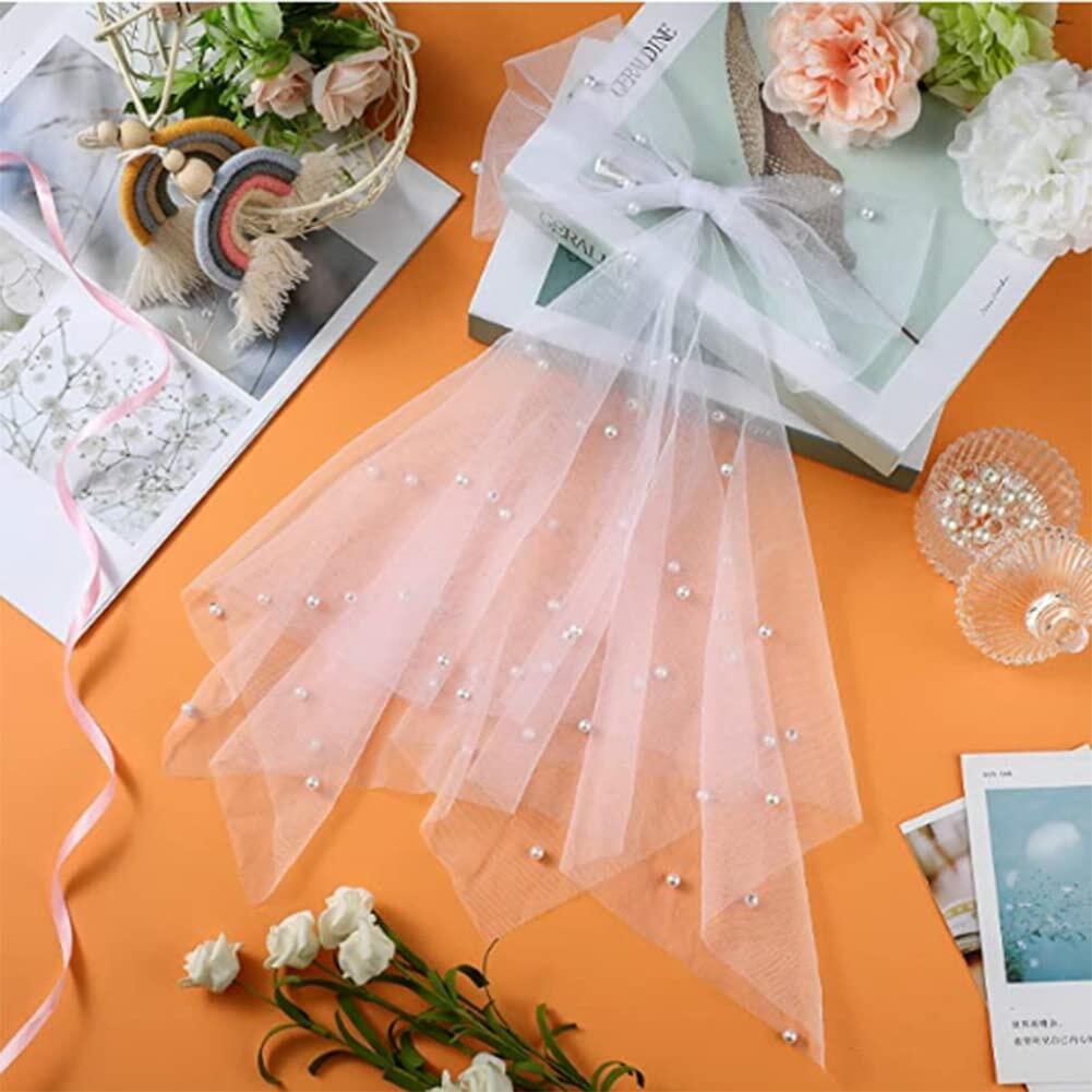 AKOAK White Bow Pearl Hairpin Wedding Tiara Hair Ornament 1 Pack