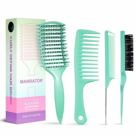 manrator Curl Defining Brush Vented Detangling Frizz Control Beige