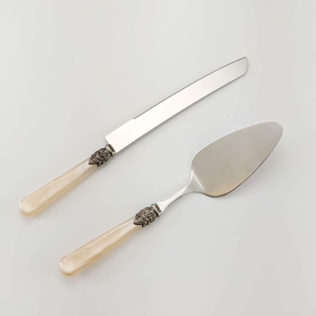 CATHYLIN Wedding Cake Knife & Server Set, Italian Style, 2 pcs, Yellow