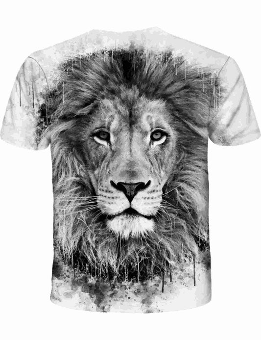 Wuiliy 3D Pattern T Shirt for Men Casual Printed Short Sleeve Animal Graphic Tee