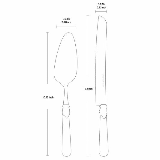 CATHYLIN Wedding Cake Knife & Server Set, Italian Style, 2 pcs, Yellow