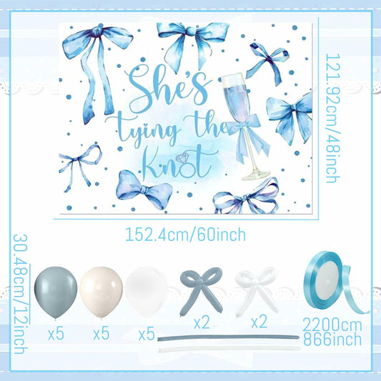 BACH AND BOUJEE She's Tying The Knot Backdrop Blue Bridal Shower Banner