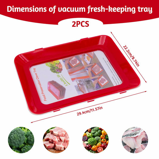 BLLREMIPSUR 2 PCS Red Food Preservation Trays Stackable Fresh Storage
