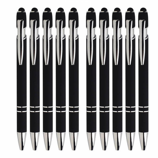 Idcrea 10-Pack Pink Ballpoint Pens Black Ink 2-in-1 Stylus 1.0mm Medium Point