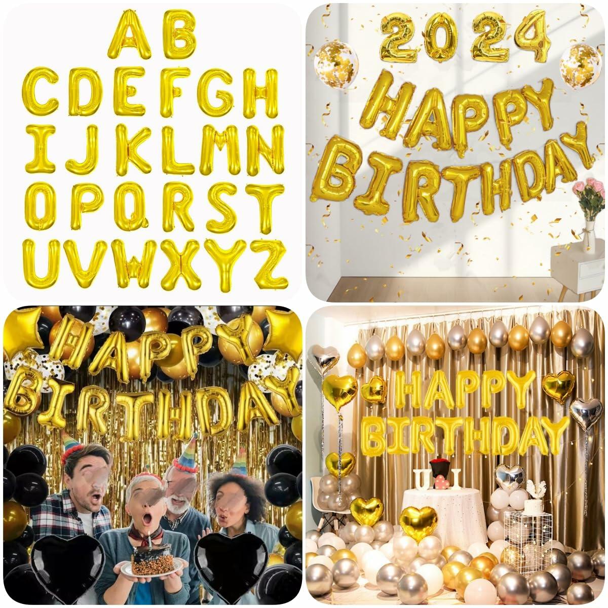 WRWMSLGO Letter Balloons 40in Alphabet A-Z Gold Foil Mylar Party Decor