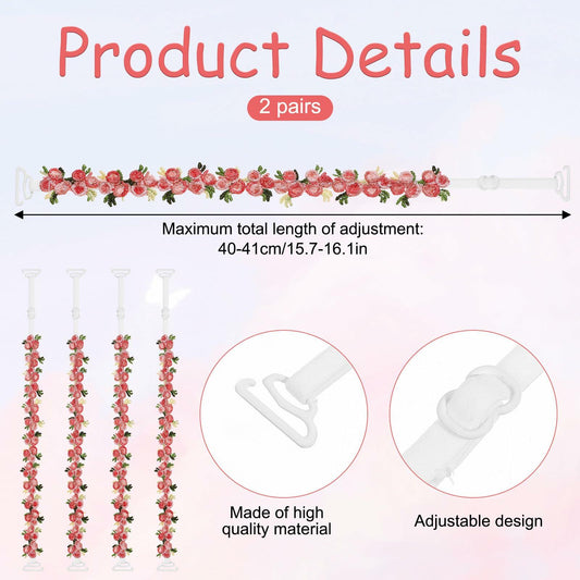 Yolev 2 Pairs Decorative Removable Flower Bra Straps Snow Bud Color One Size