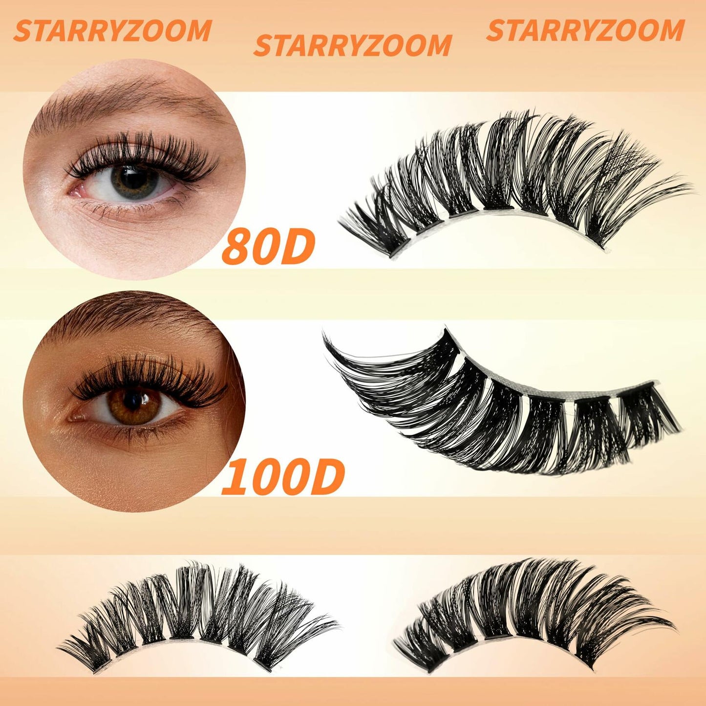 Starryzoom Lash Clusters Kit 525Pcs D-Curl 10-18MM Natural Full Volume
