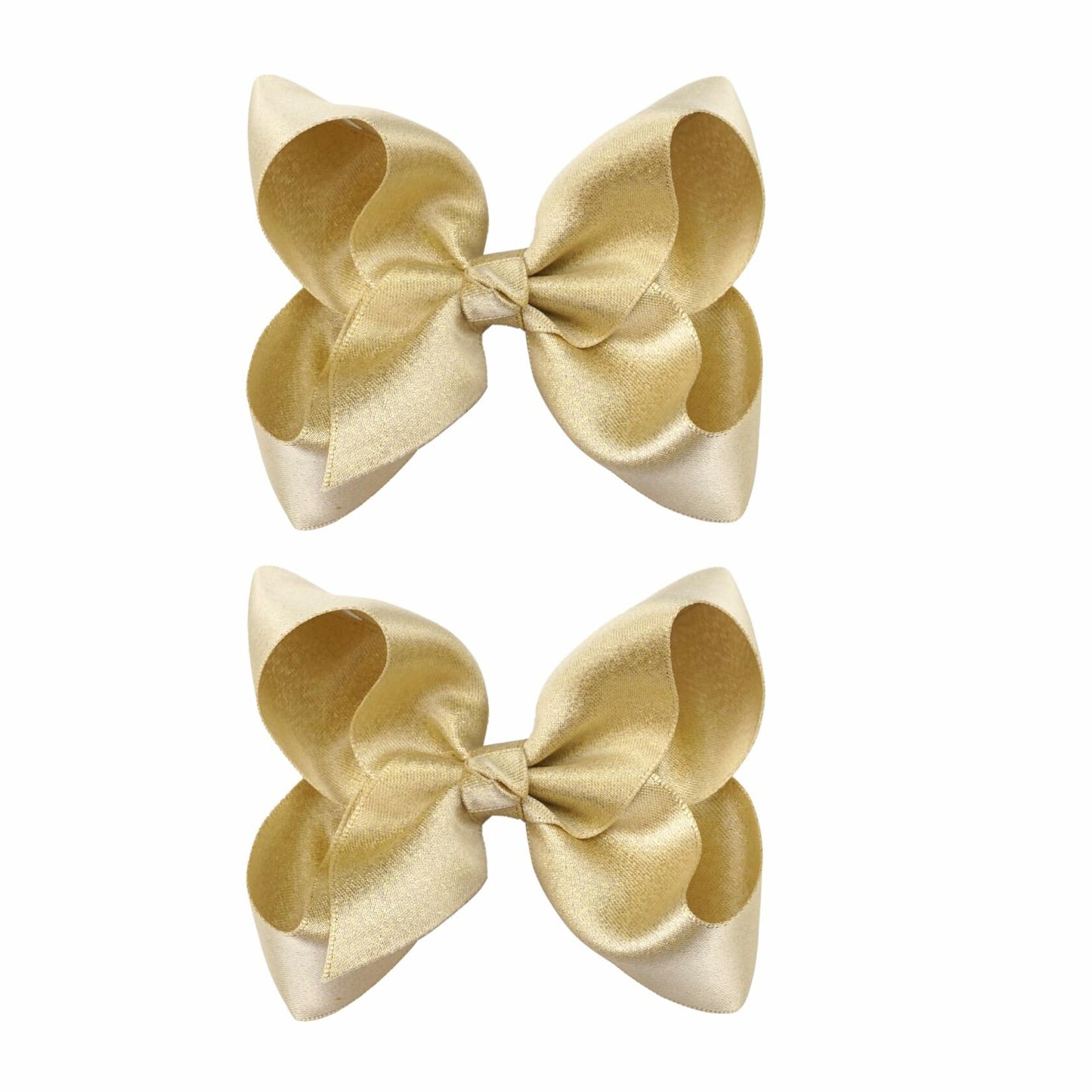 CÉLLOT 4.5" Shining Gold Hair Bows Alligator Clips 2 Pack