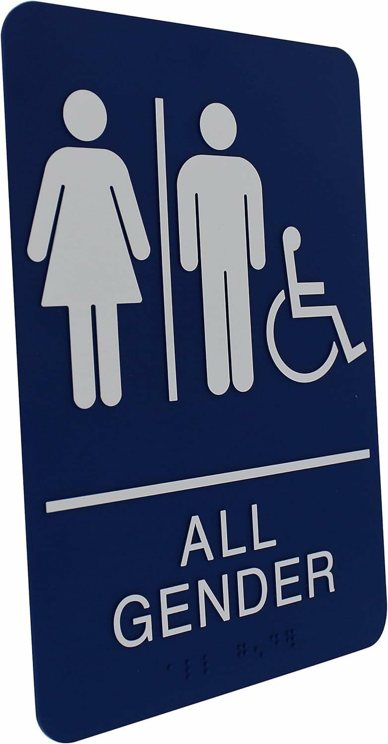 Headline Sign 9487 ADA Wheelchair Accessible All Gender Restroom Sign 6x9 Blue