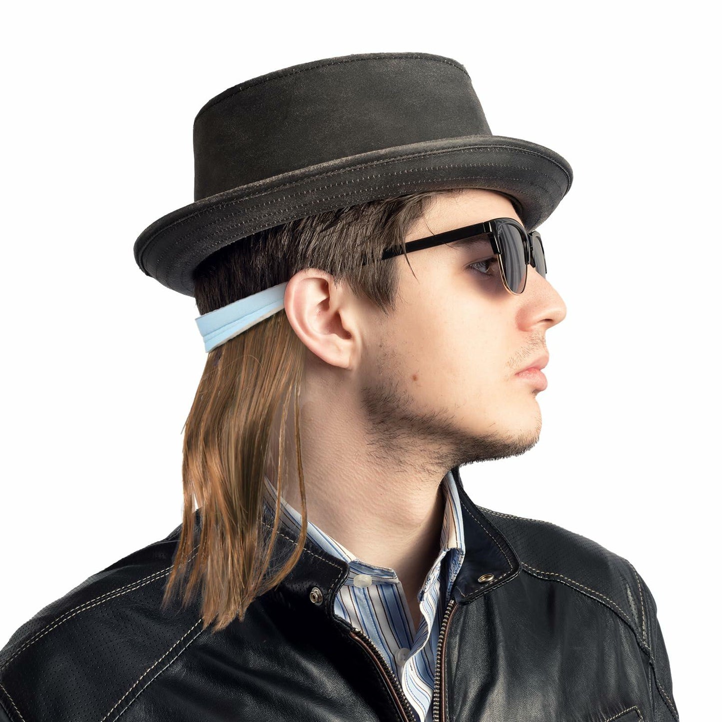 Suncalla 2 Pcs Mullet Wig Eyewear Retainer Light Brown Funny Party Cosplay