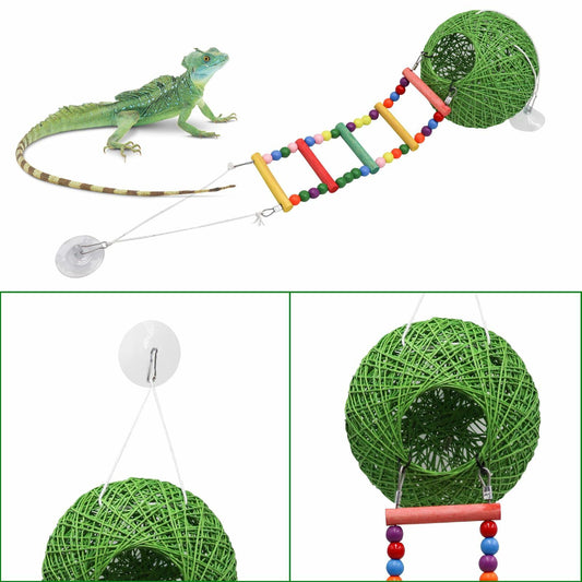 Neeenn Reptile Takraw Ball Hideout Climbing Toy Ladder Tank Decor
