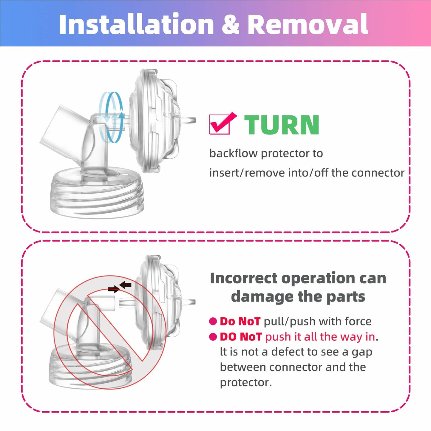 DIFKING Widemouth Connector 2pc for Spectra S1 S2 Medela Lansinoh Shields Clear
