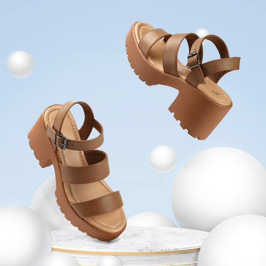 OPEN BOX MySoft Women’s Platform Sandals, Ankle Strap, 3" Block Heel, Open Toe