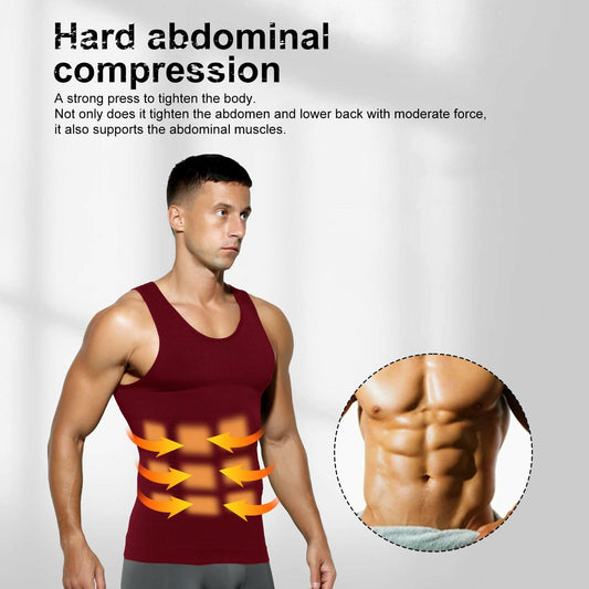 Casey Kevin Men’s Sleeveless Compression Shirt – Shapewear Vest Small, Wine Red