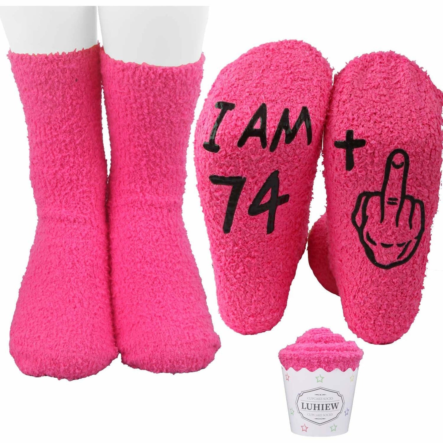 Luhiew 75th Birthday Funny Socks for Women Grandma Wife – Rose Red