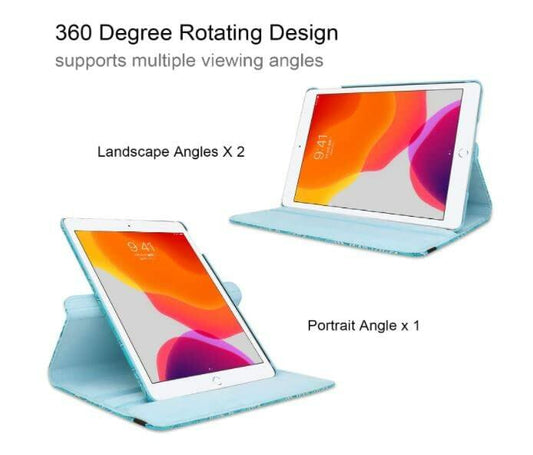 iPad Pro 12.9" 6th Gen Case with Rotating Stand & Auto Sleep/Wake – Blue Flowers