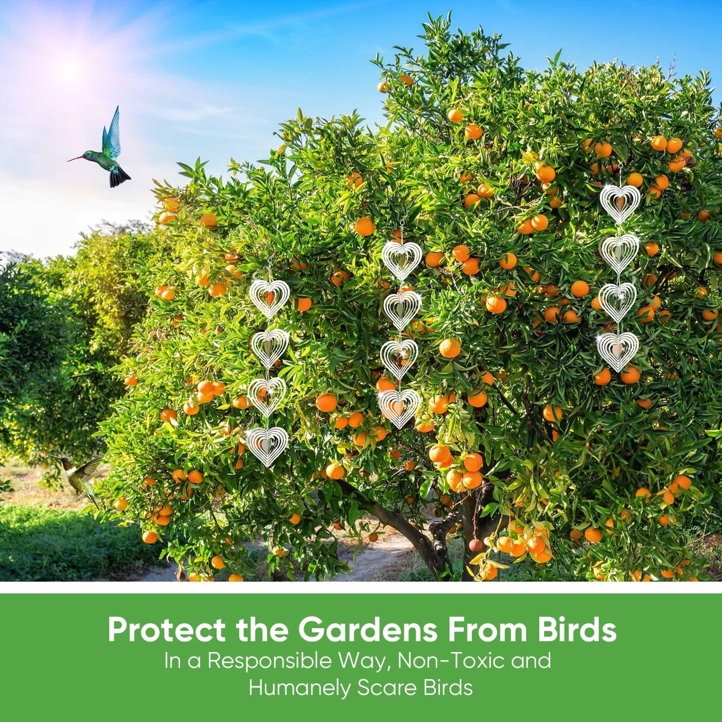 12PCS Reflective Bird Deterrent Wind Spinners – Outdoor Garden Patio