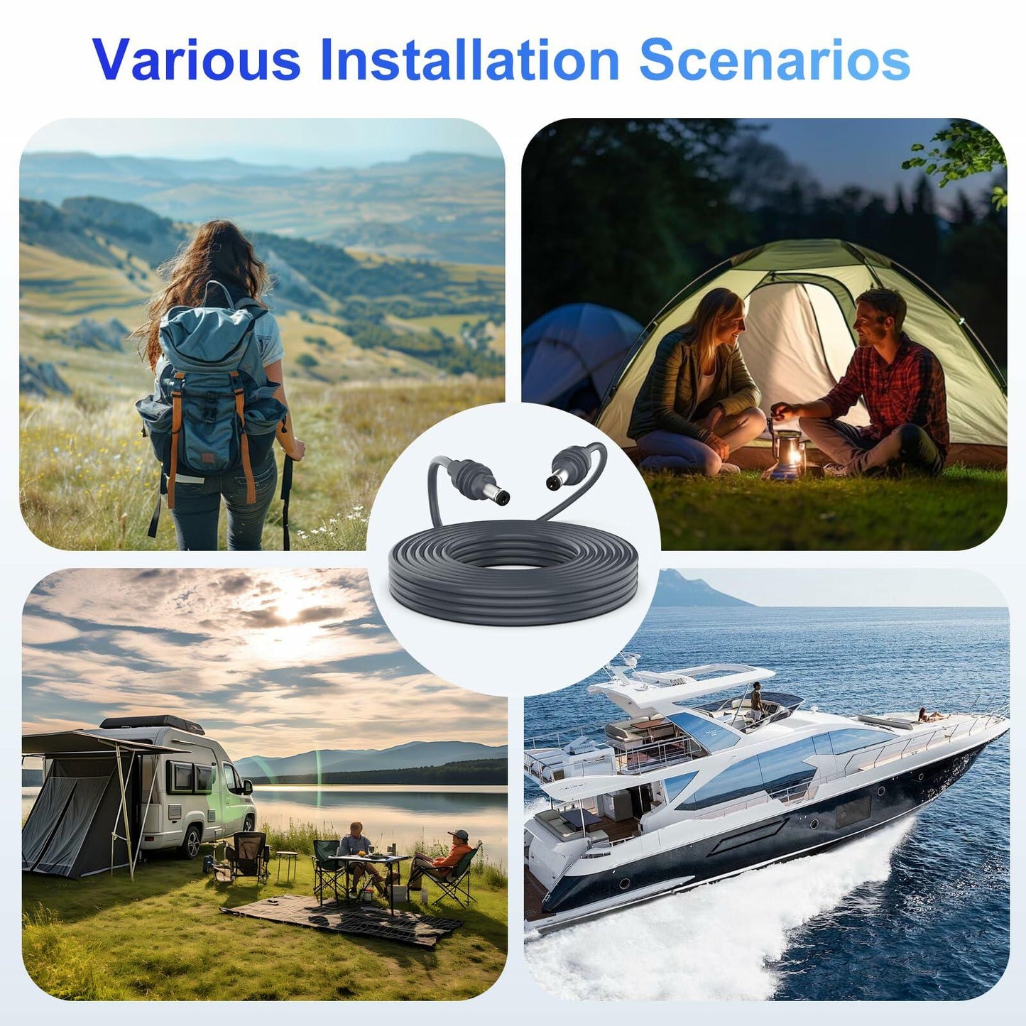 DC Power Cable 10M 32.8FT for Starlink Mini 18AWG Waterproof Gray