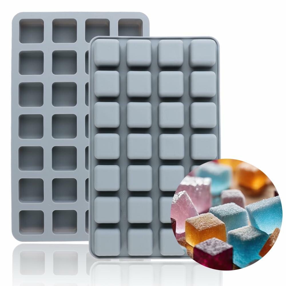 AILEHOPY 3-Pack Silicone Cube Ice Tray 28 Large Square Molds for Whiskey