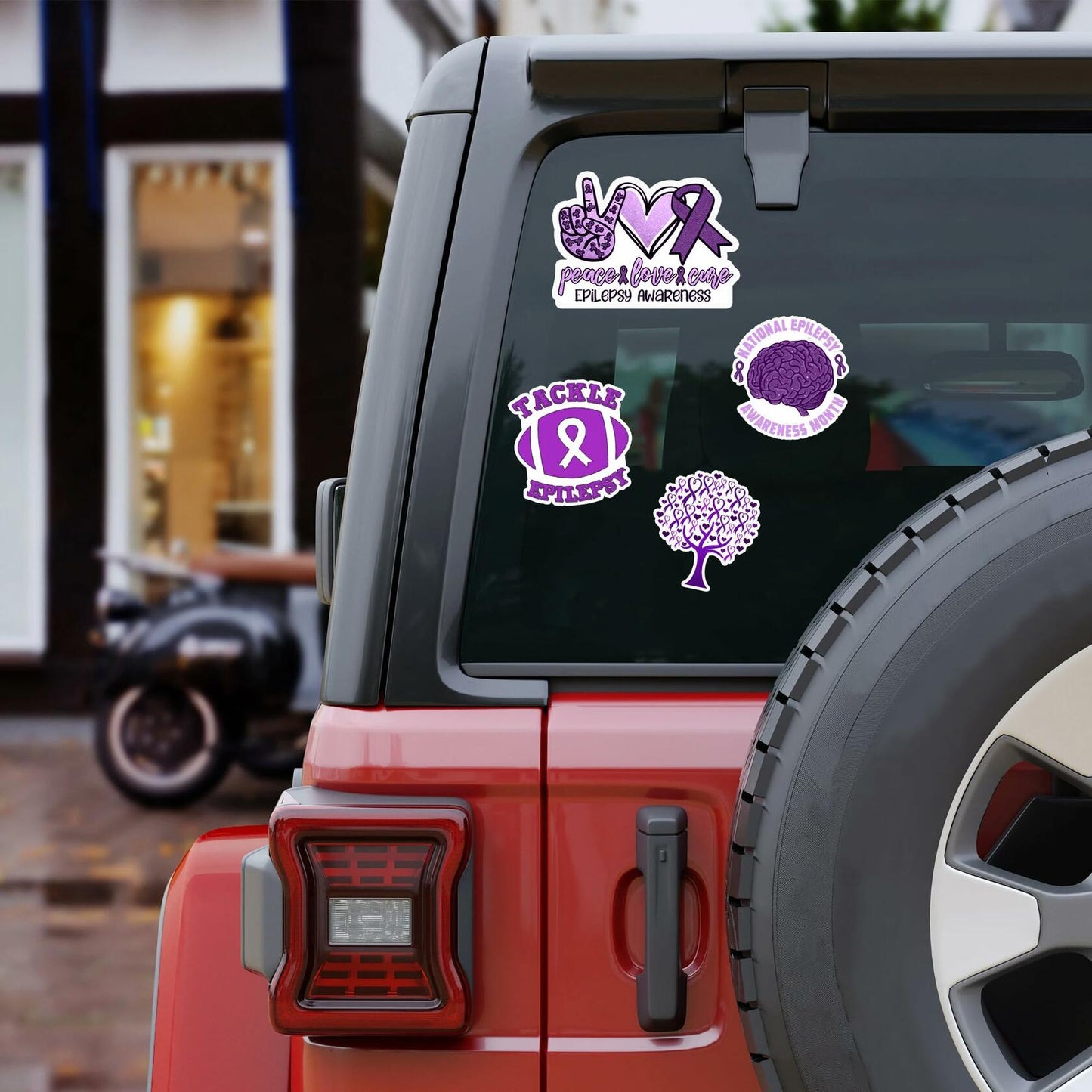 BIGZORO 50PCS Epilepsy Awareness Stickers Ribbon Vinyl Decals Waterproof