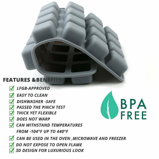 AILEHOPY 3-Pack Silicone Cube Ice Tray 28 Large Square Molds for Whiskey