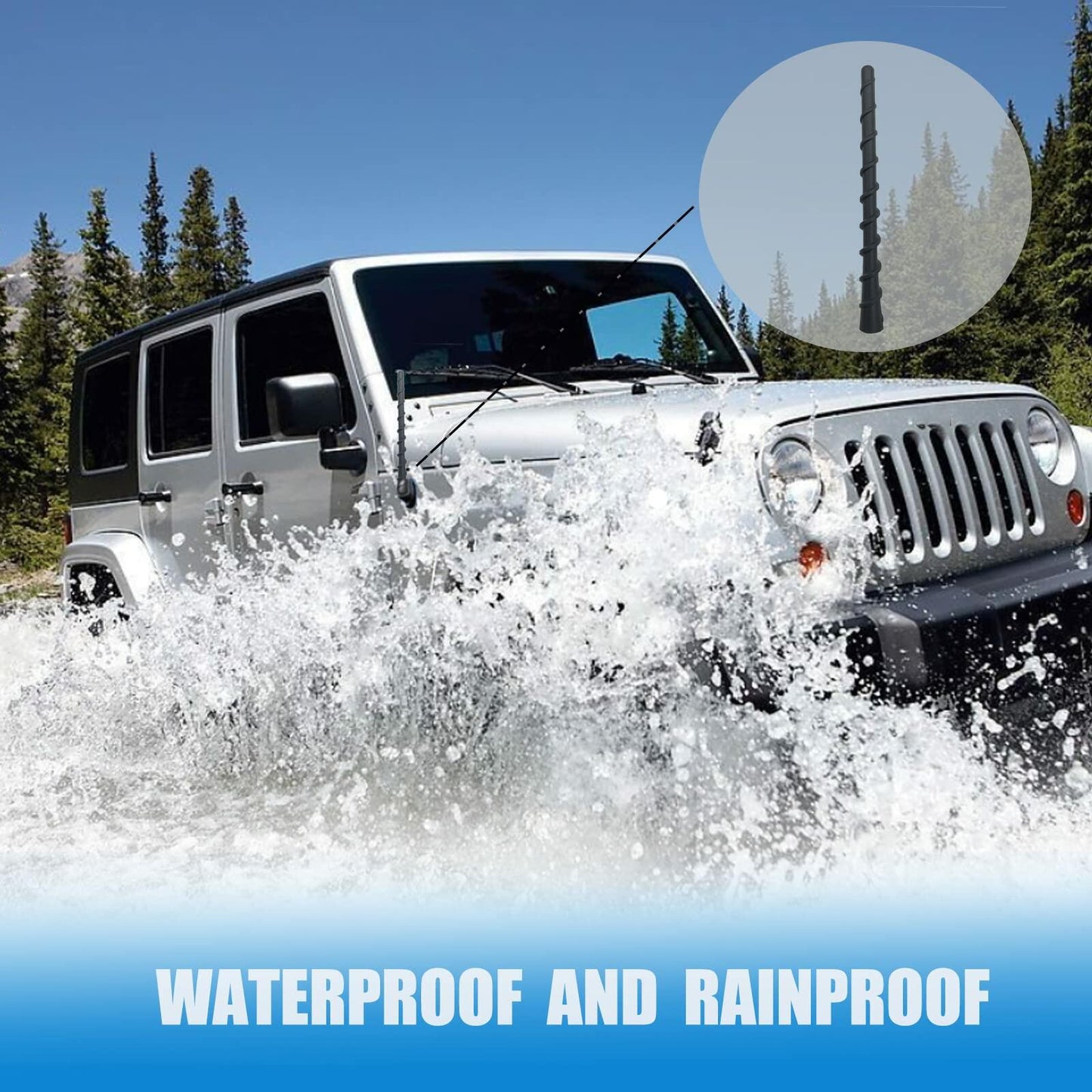 Universal 7" Car Radio Rubber Antenna AM/FM Roof or Side Mount with 9 Screws