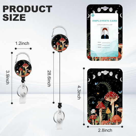Mushroom ID Badge Holder Heavy Duty Retractable Clip Reel for School & Office