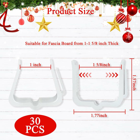 SIMPLIPLEX Holiday Light Clips 30-Pack Outdoor White Roof Gutter Fence