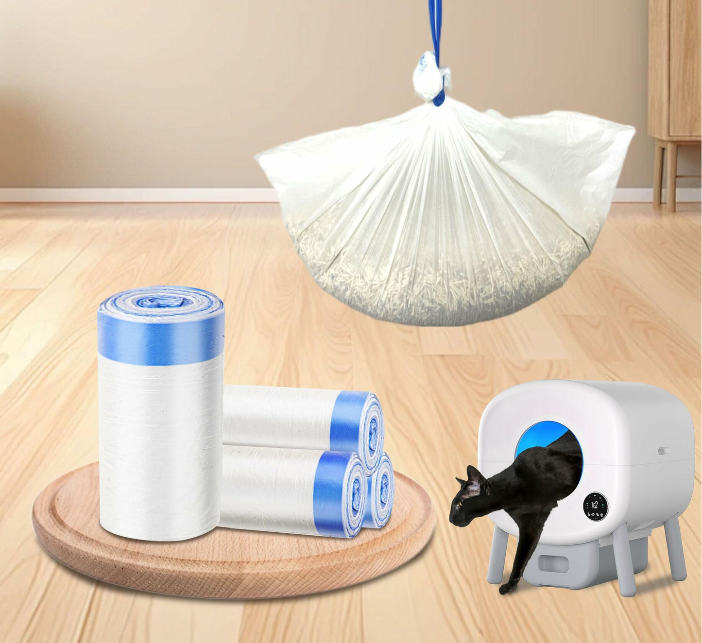 Self Cleaning Cat Litter Box Liners 80ct Drawstring 26x13 Large