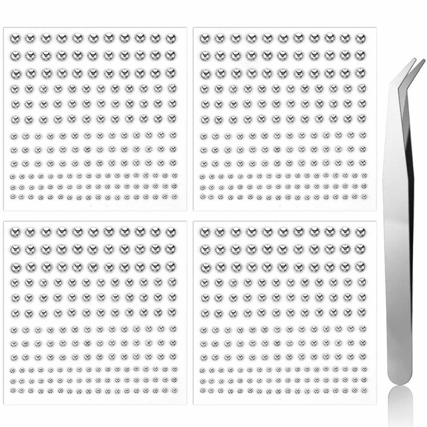 Heclia Face Gems 8 Sheets Silver Self Adhesive Fake Piercings Body Jewels