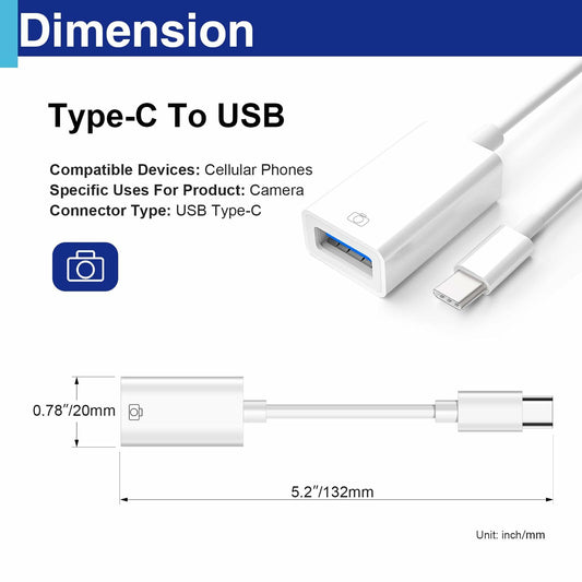 Usdrwam 8-Pin Male to USB 3.0 Female OTG Adapter Cable 2 Ports