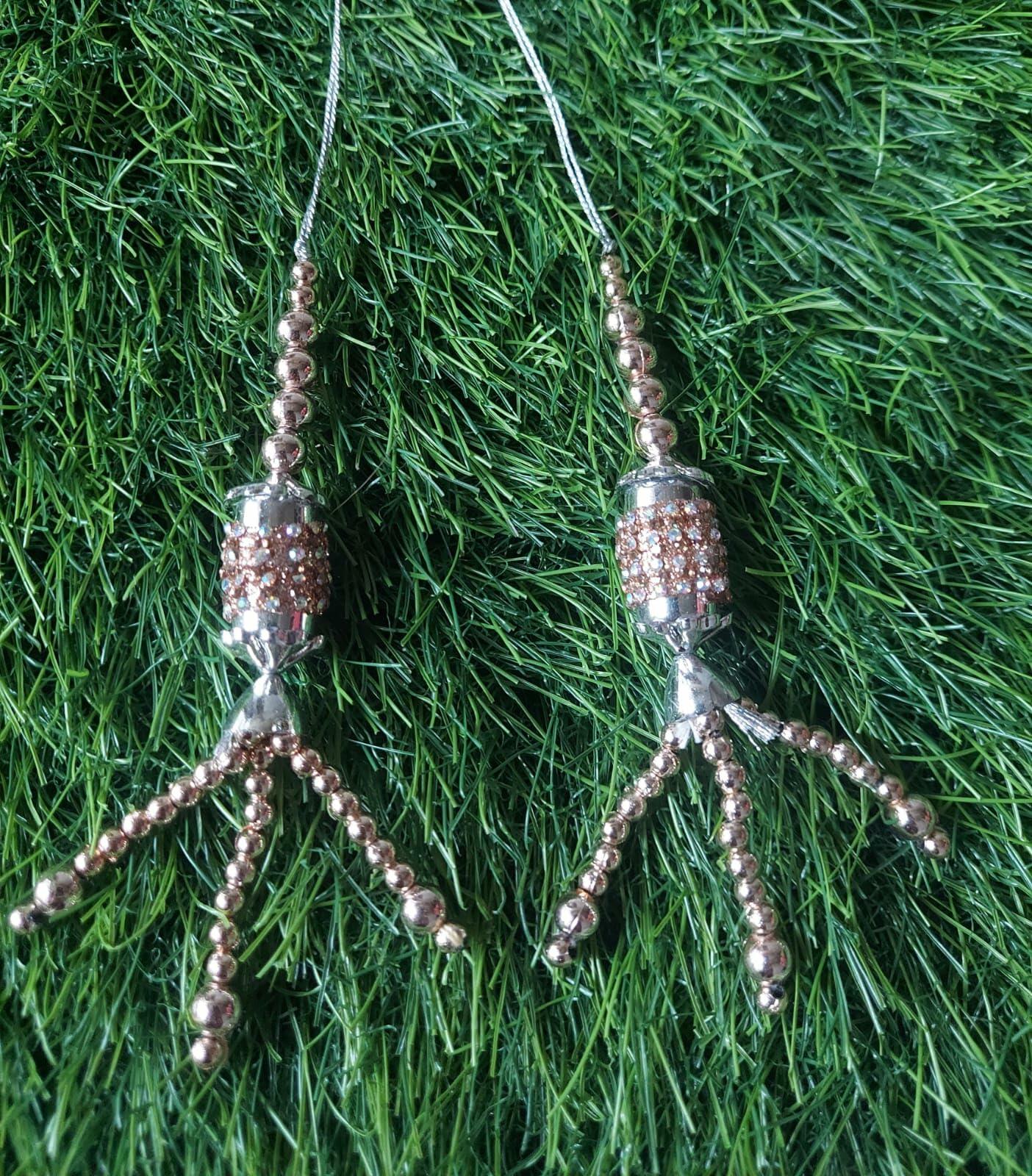 Beaded Latkan Handmade Ethnic Decorative Hanging Tassel Blouse 1 Pair Coffee