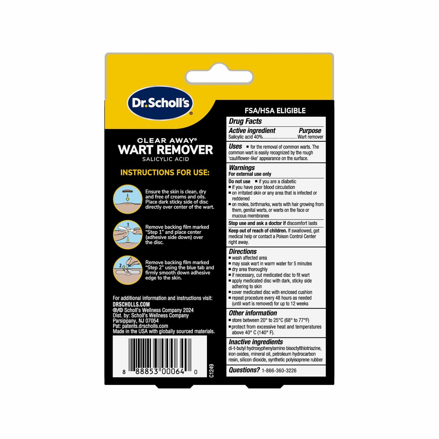 Dr. Scholl’s Clear Away Wart Remover Hydrogel Bandages 9 Count Fingers Toes