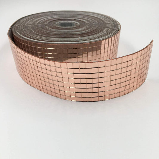 NUO RUI Real Glass Mini Square Mirror Mosaic Tiles Sheet Rose Gold Adhesive