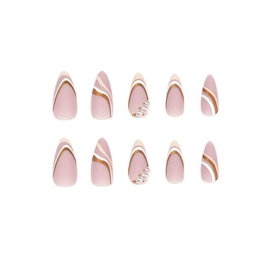 Enppode French Tip Almond Acrylic Press On Nails Medium White 24 Pcs