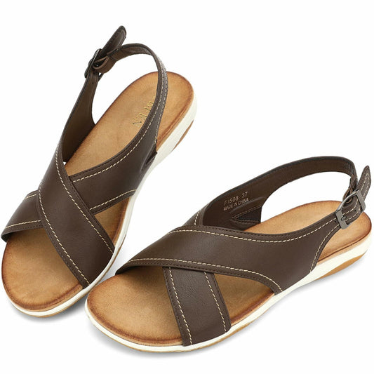 UBFEN Womens Flat Sandals Arch Support Open Toe Adjustable Slingback US 7