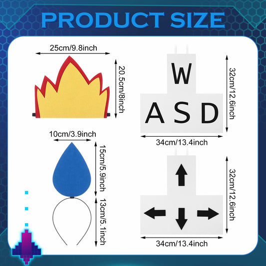 VioraWhite Halloween Fire & Water Costume Sets 4 Pcs Red Blue 9.84x8.07in