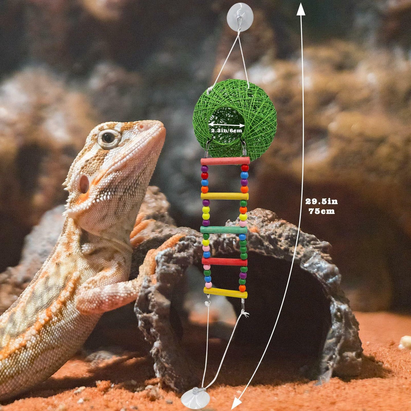 Neeenn Reptile Takraw Ball Hideout Climbing Toy Ladder Tank Decor