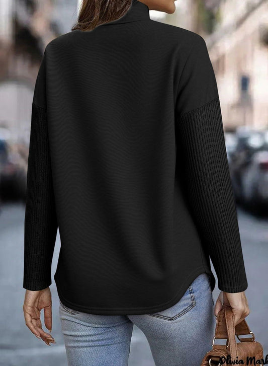 SHEWIN Women Oversized Sweatshirt Button Up Fall Spring Soft Loose Top Black 2XL