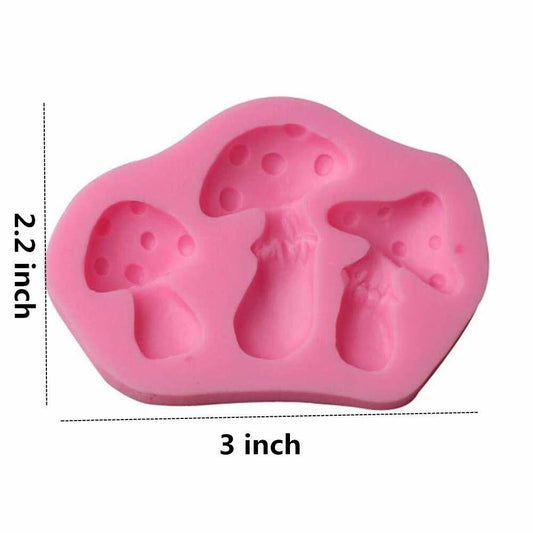 UQUABESO Resin 3D Mushroom Silicone Mold Pink 3x2.2x0.43in 2PCS DIY Desserts