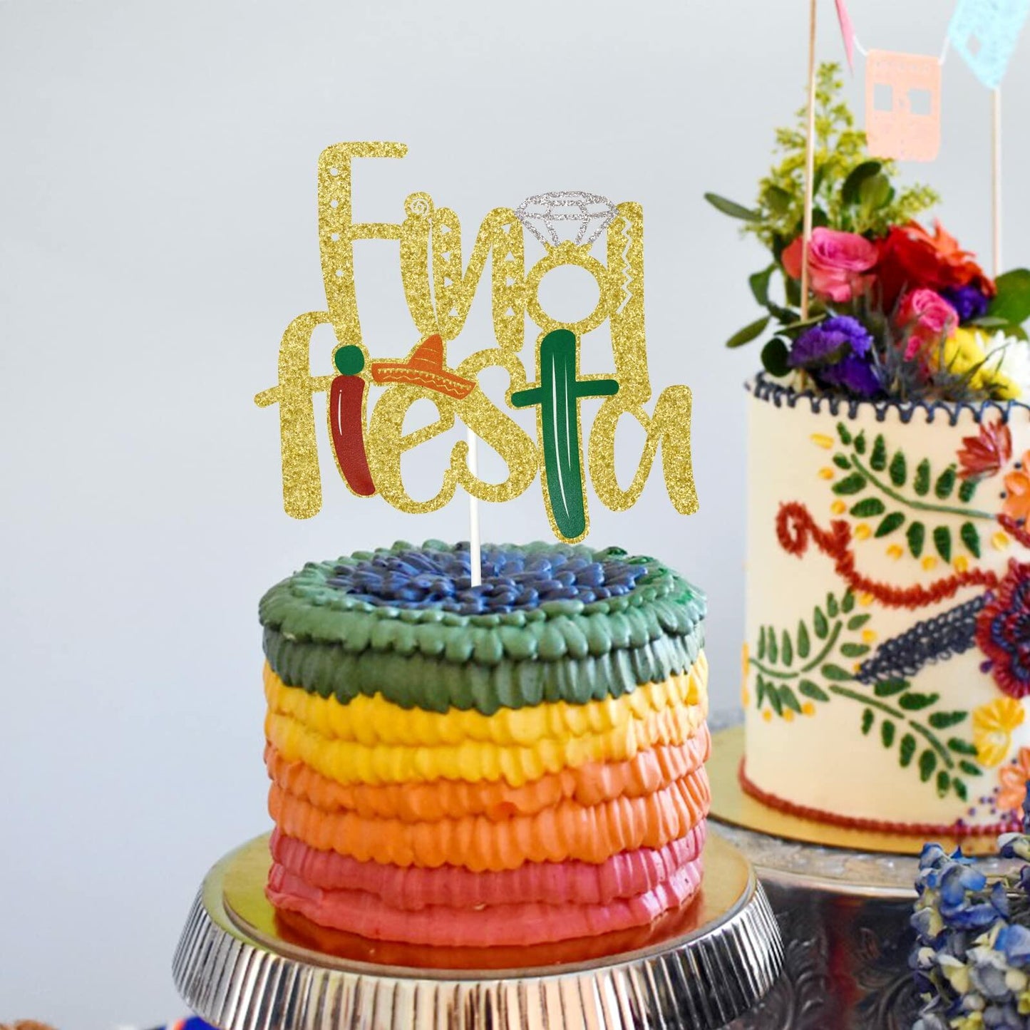 Final Fiesta Cake Topper Bachelorette Mexican Theme Bridal Shower Gold