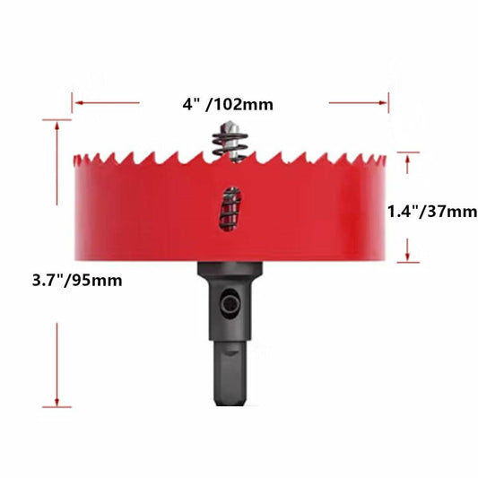 Tsurpcao 4Inch/102mm HSS Bi-Metal Hole Saw Cutter Wood Plastic Red
