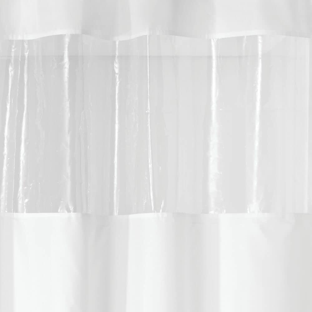 InterDesign Fabric Shower Curtain White Clear 72x72 Inches